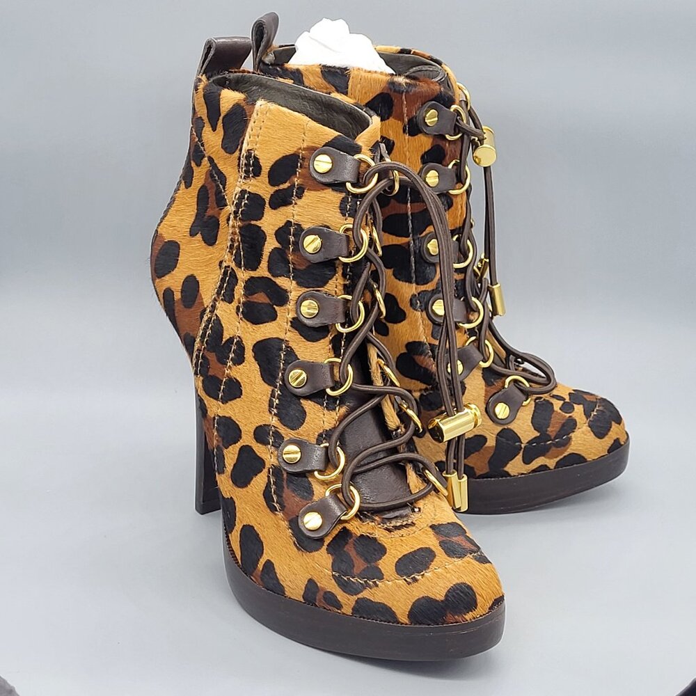 Tory Burch Halima Animal Print Lace-Up Booties - Picture 12 of 16